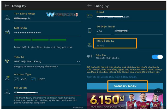 Điền đủ những gì mà nhà cái w88 yêu cầu